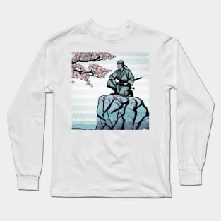 Japanese Samurai Resting Cherry Blossom Long Sleeve T-Shirt